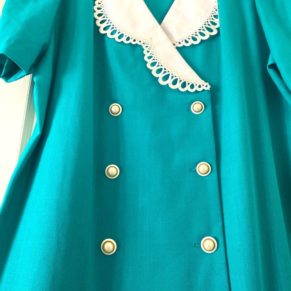 Beautiful sophisticated teal green tea party dress. 22W